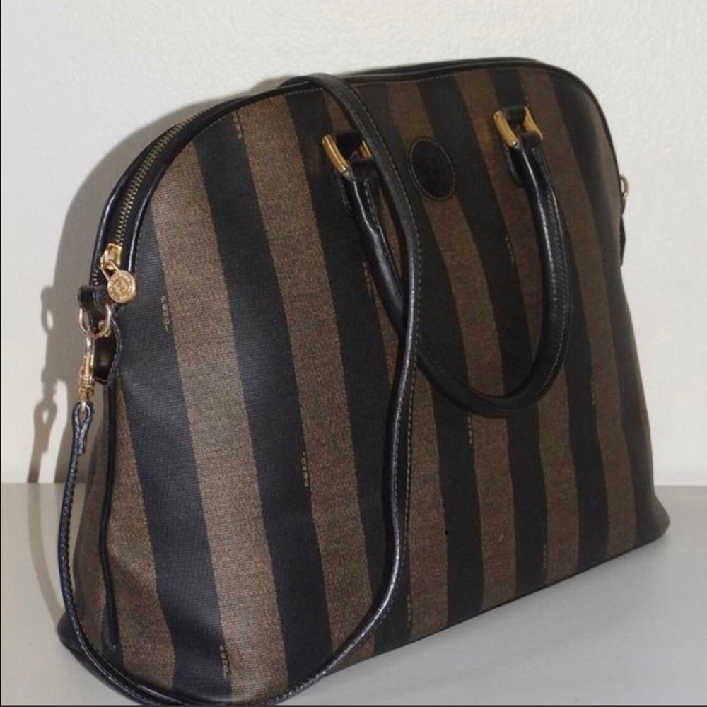 Classic FENDI Pequin Large Handbag